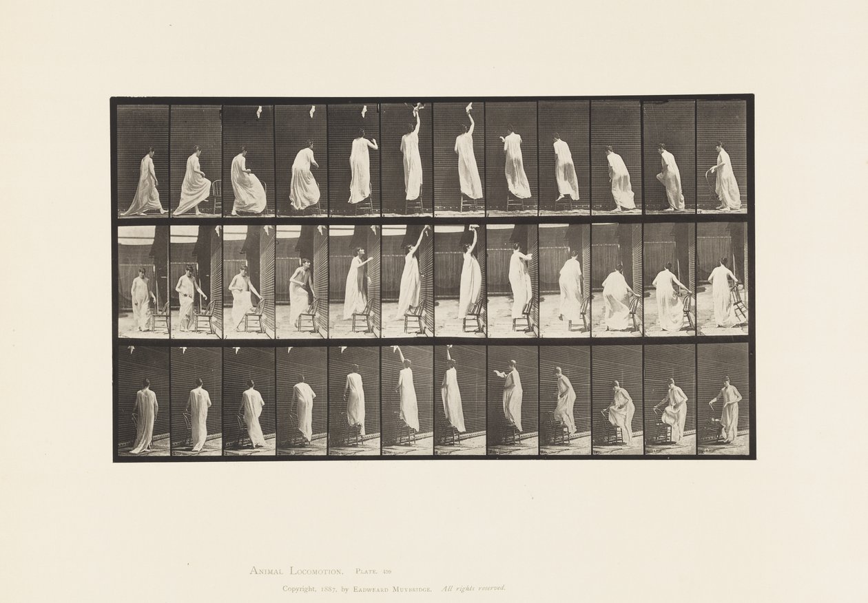 459. tábla. Székre lépés, felnyúlás és leszállás, 1885 alkotó: Eadweard Muybridge