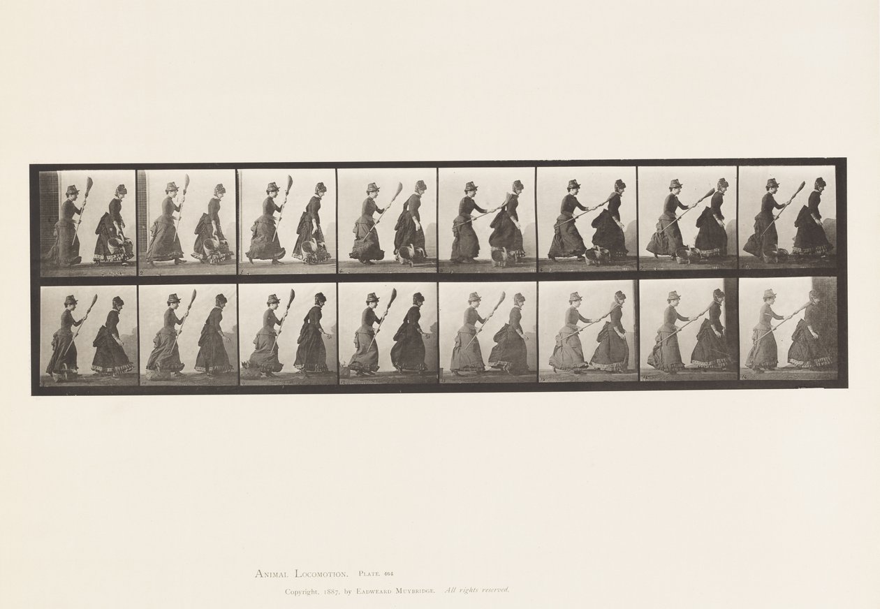 464. tábla. Két modell, 16 Chasing 4 seprűvel, 1885 alkotó: Eadweard Muybridge