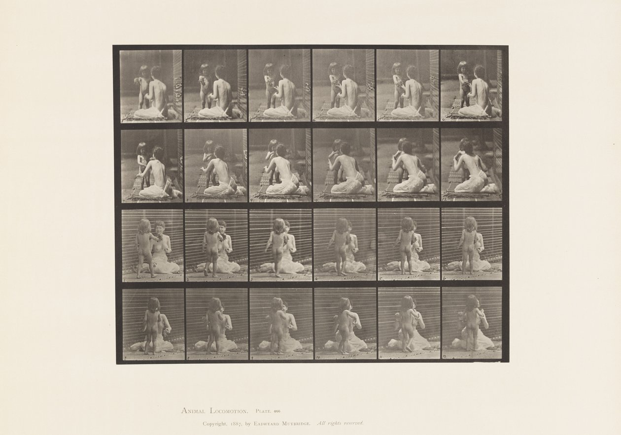 466-os tábla. Két modell, 70N gyermek, 1885-ös 12-es csokor alkotó: Eadweard Muybridge