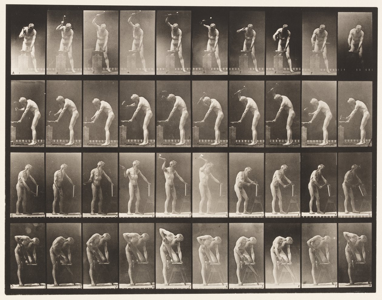 tábla 491. A, Hammering at Anvil; B, Kalapálás az üllőnél alkotó: Eadweard Muybridge
