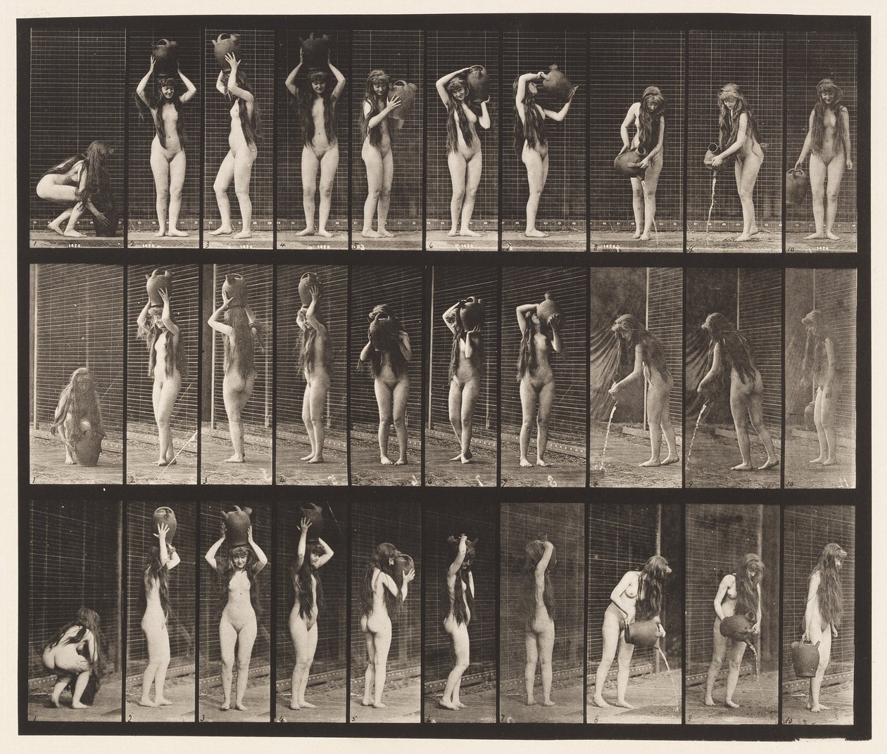 500-as tányér. Különféle mozgások víz-edényben alkotó: Eadweard Muybridge