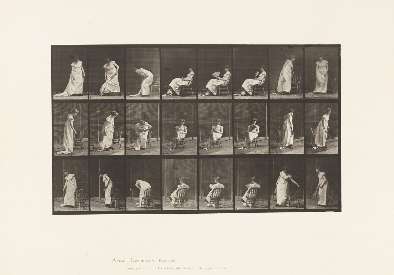 518. tábla. Ülés, felkelés stb., 1885 alkotó: Eadweard Muybridge
