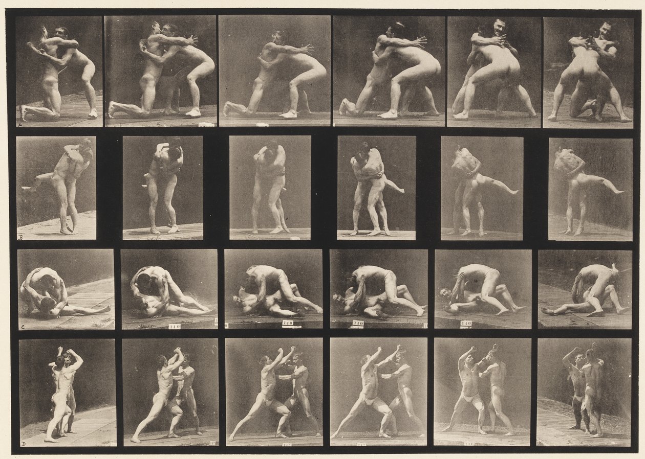 tábla 520. A, 98 és 100 Birkózás; B, 98 és 100 birkózás alkotó: Eadweard Muybridge