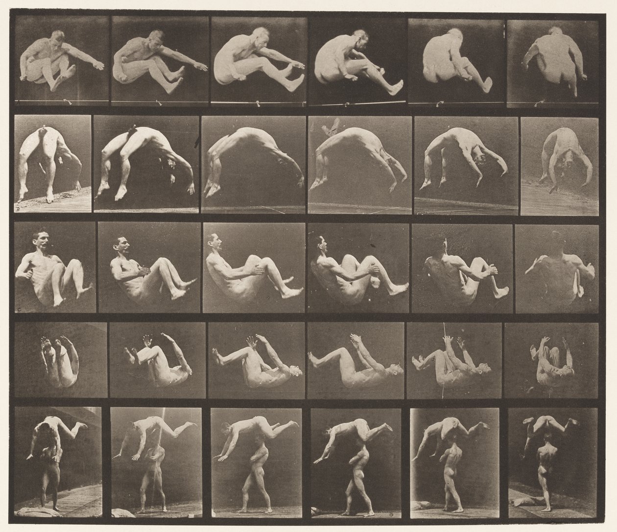 tábla 522. A, 97 Ugrás; B, 98 Handspring; C, 98 Somersault alkotó: Eadweard Muybridge