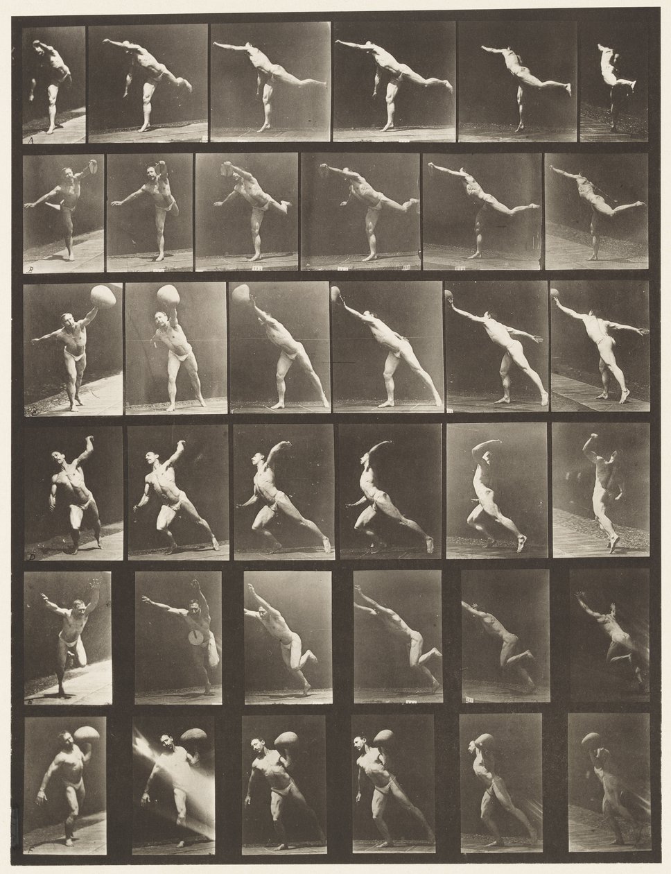 tábla 523. A, Ütés; B, dobókorong; alkotó: Eadweard Muybridge