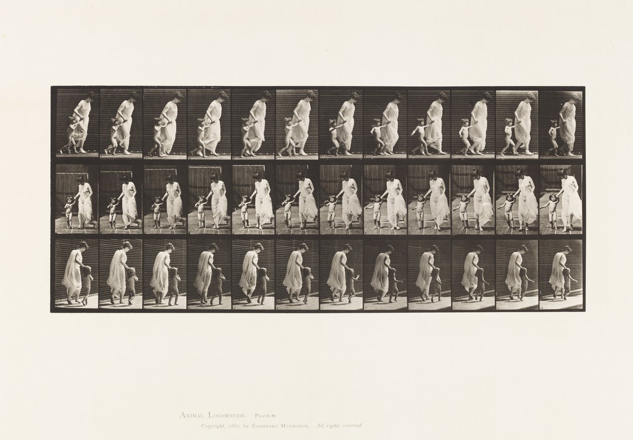 72. tábla. Futó, vezető gyerek (70) a kézben alkotó: Eadweard Muybridge