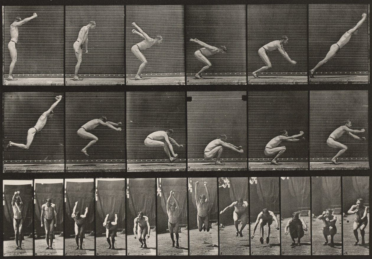 163. tábla. Ugrás, helyből távolugrás alkotó: Eadweard Muybridge