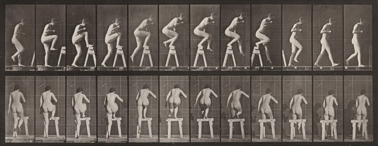 178. tábla. Fellépés egy bakra és átlépés rajta alkotó: Eadweard Muybridge