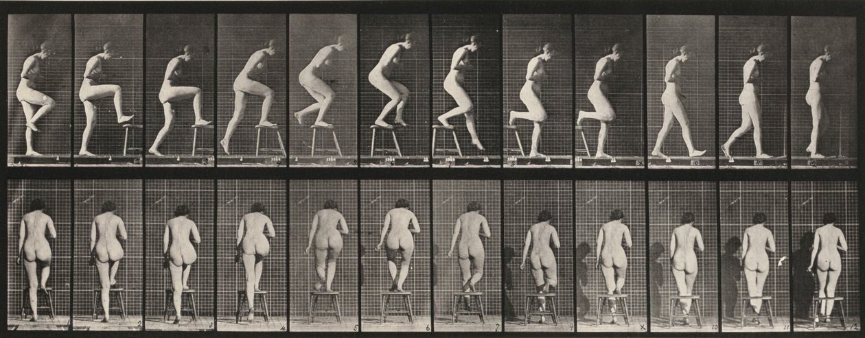 180. számú tábla. Fellépés egy székre és átlépés rajta alkotó: Eadweard Muybridge