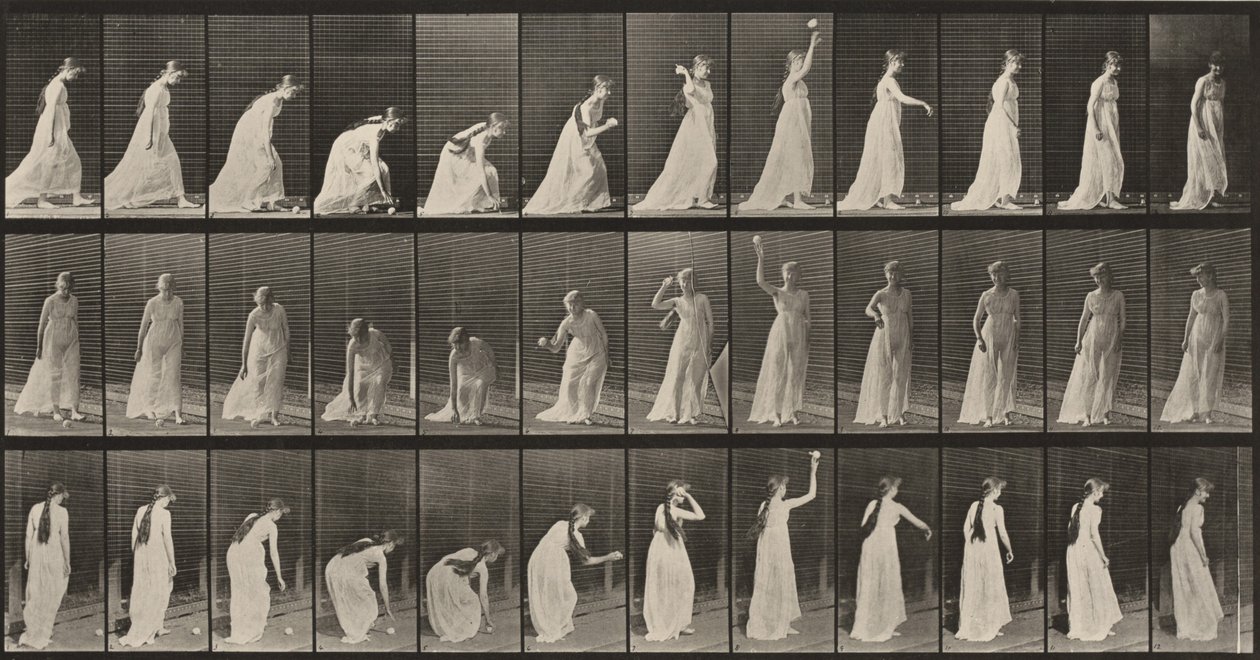 306. tábla. Labda felvétele és eldobása alkotó: Eadweard Muybridge