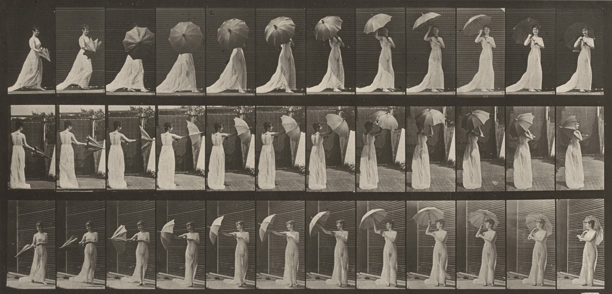 461. számú tábla. Napernyő kinyitása és megfordulás alkotó: Eadweard Muybridge