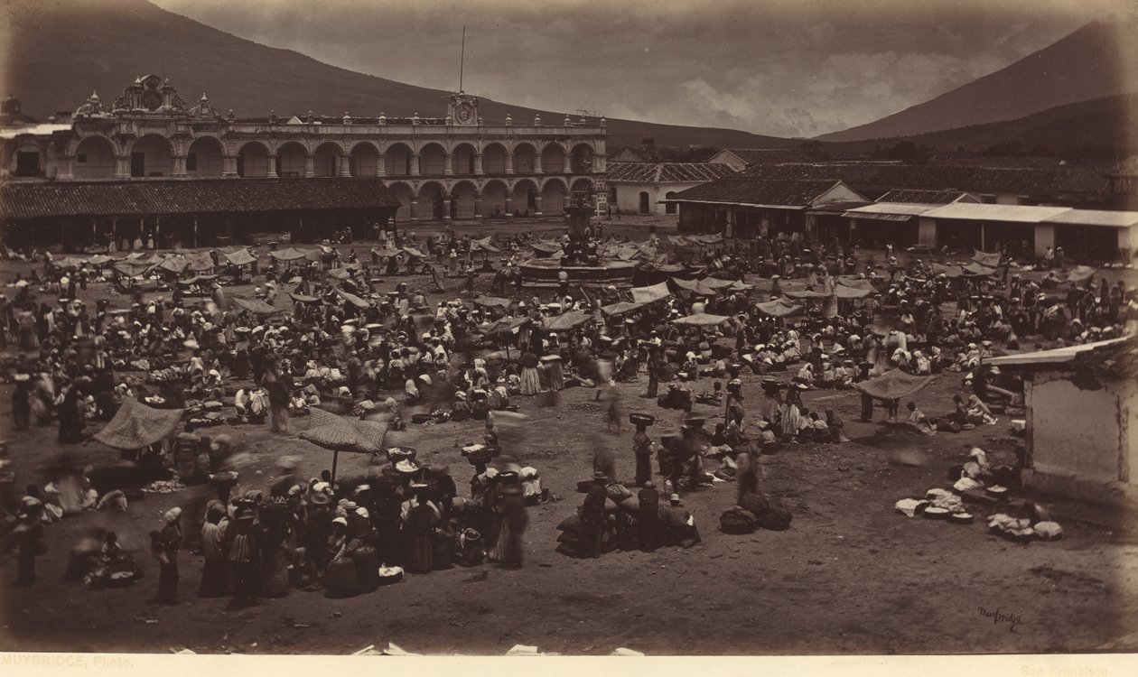 Plaza és az Alkirályi Palota – Antigua de Guatemala alkotó: Eadweard Muybridge