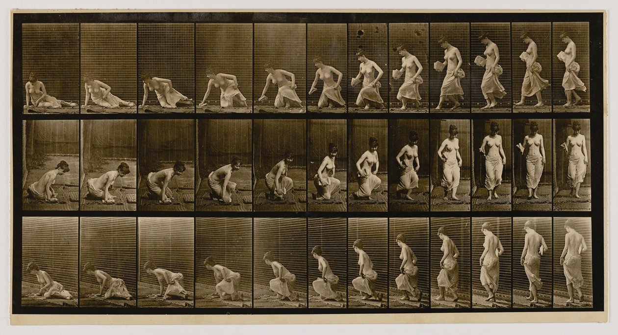 A földön ülő nő, az Animal Locomotion című könyvből alkotó: Eadweard Muybridge