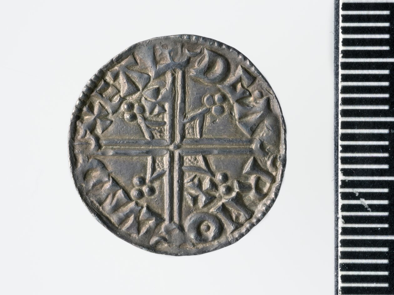 Penny of Æthelred II, londoni pénzverde, 978 (ezüst) (3706818 hátoldala) alkotó: Ealdgar Ealdgar
