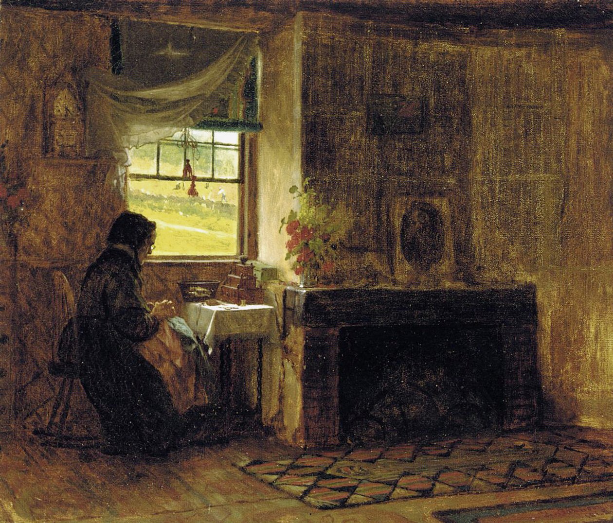 Egy parasztház belseje, Maine, 1865 alkotó: Eastman Johnson