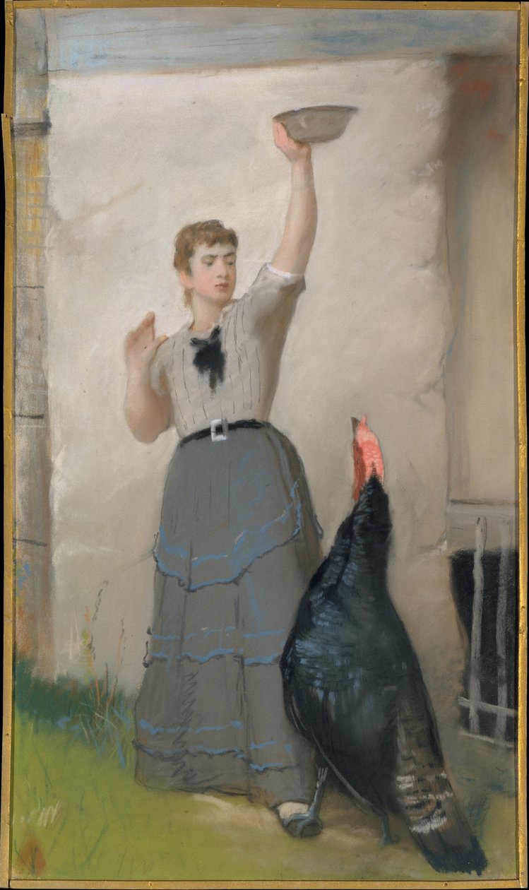A pulyka etetése alkotó: Eastman Johnson