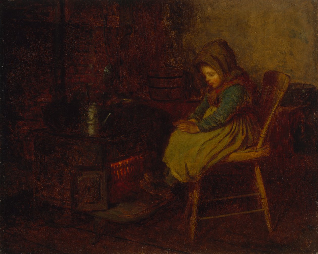 Otthon és meleg, 1863 (olaj az akadémiai táblán) alkotó: Eastman Johnson
