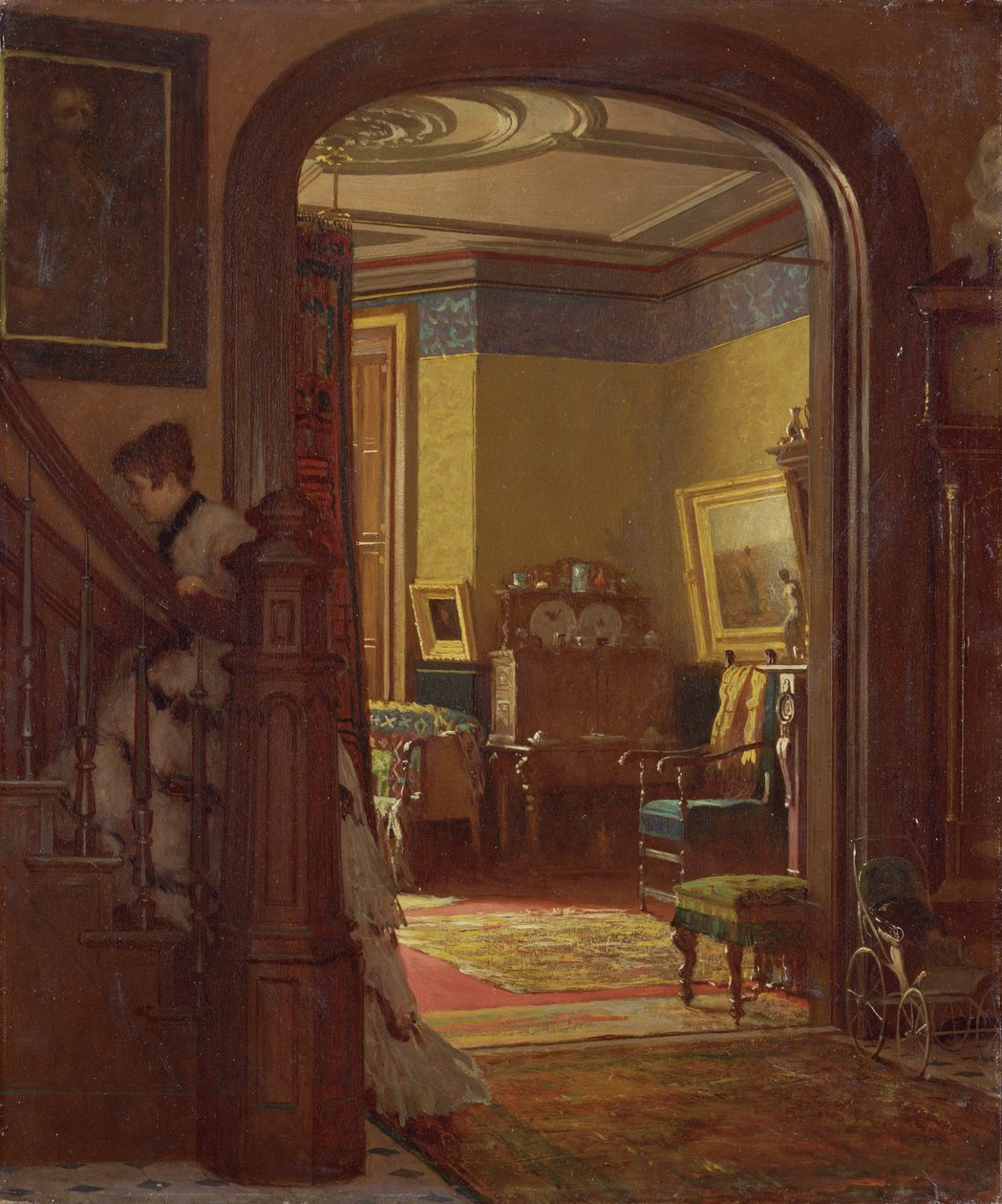 Nincs otthon, 1873 körül (olaj, kartonpapír) alkotó: Eastman Johnson