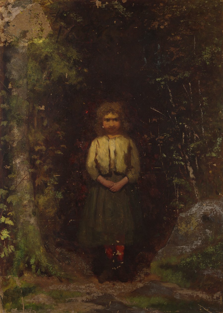 A domboldalon (recto); Lány az erdőben (verso) alkotó: Eastman Johnson