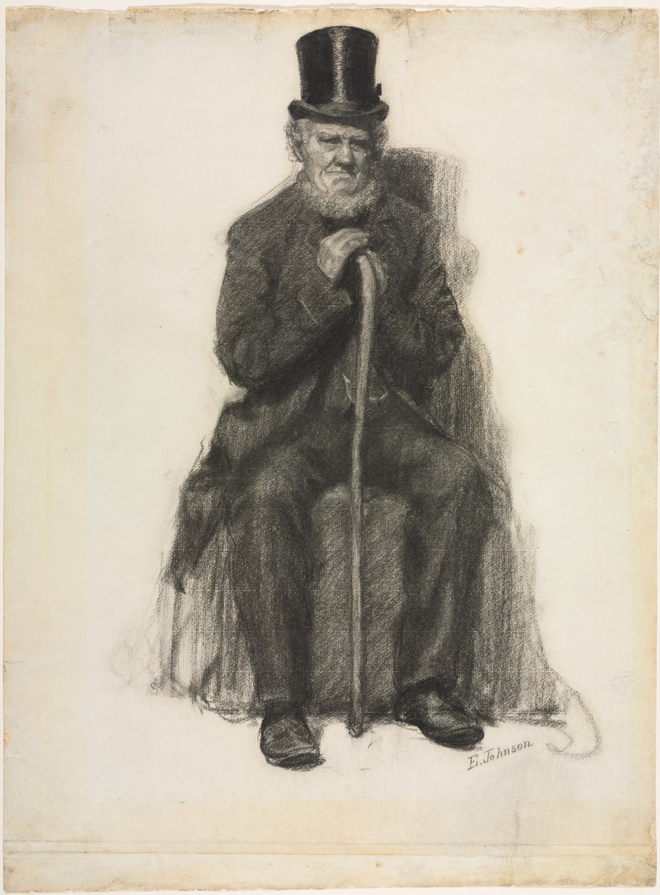 Tanulmány egy idős emberről (valószínűleg Peter Folger portréjához készült), 1886 körül (fekete kréta ) alkotó: Eastman Johnson