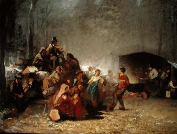 The Party in the Maple Sugar Camp, 1861-66 körül (olaj, vászon) alkotó: Eastman Johnson