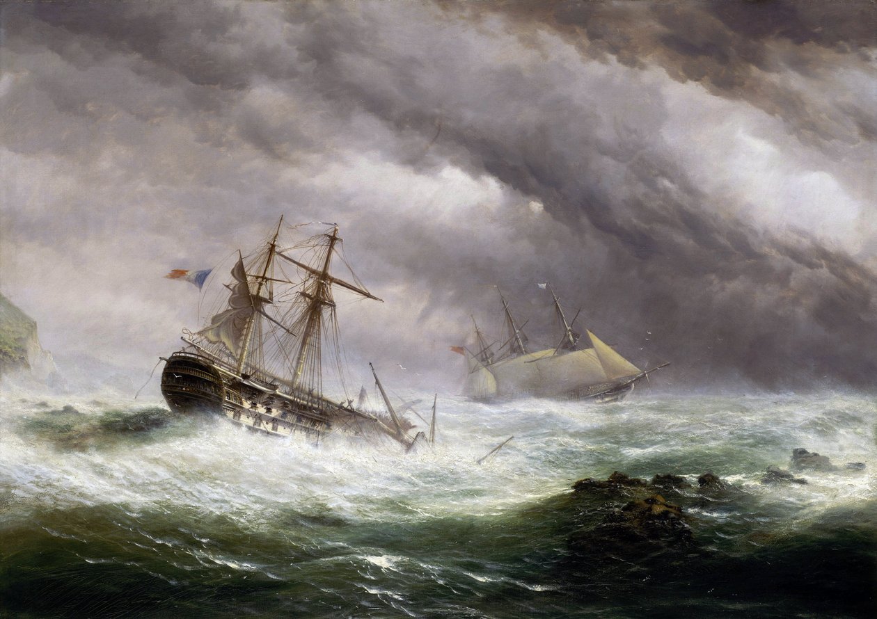 A HMS "Endymion" egy viharba került francia hajó megmentése 1803-ban. Olaj, vászon, 1850-1855 körül, Ebenezer Colls (1812-1887) alkotása. alkotó: Ebenezer Colls