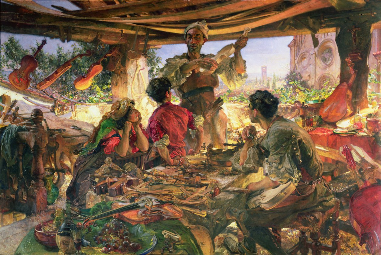 Stradivarius a cremonai műhelyében, 1913 alkotó: Edgar Bundy