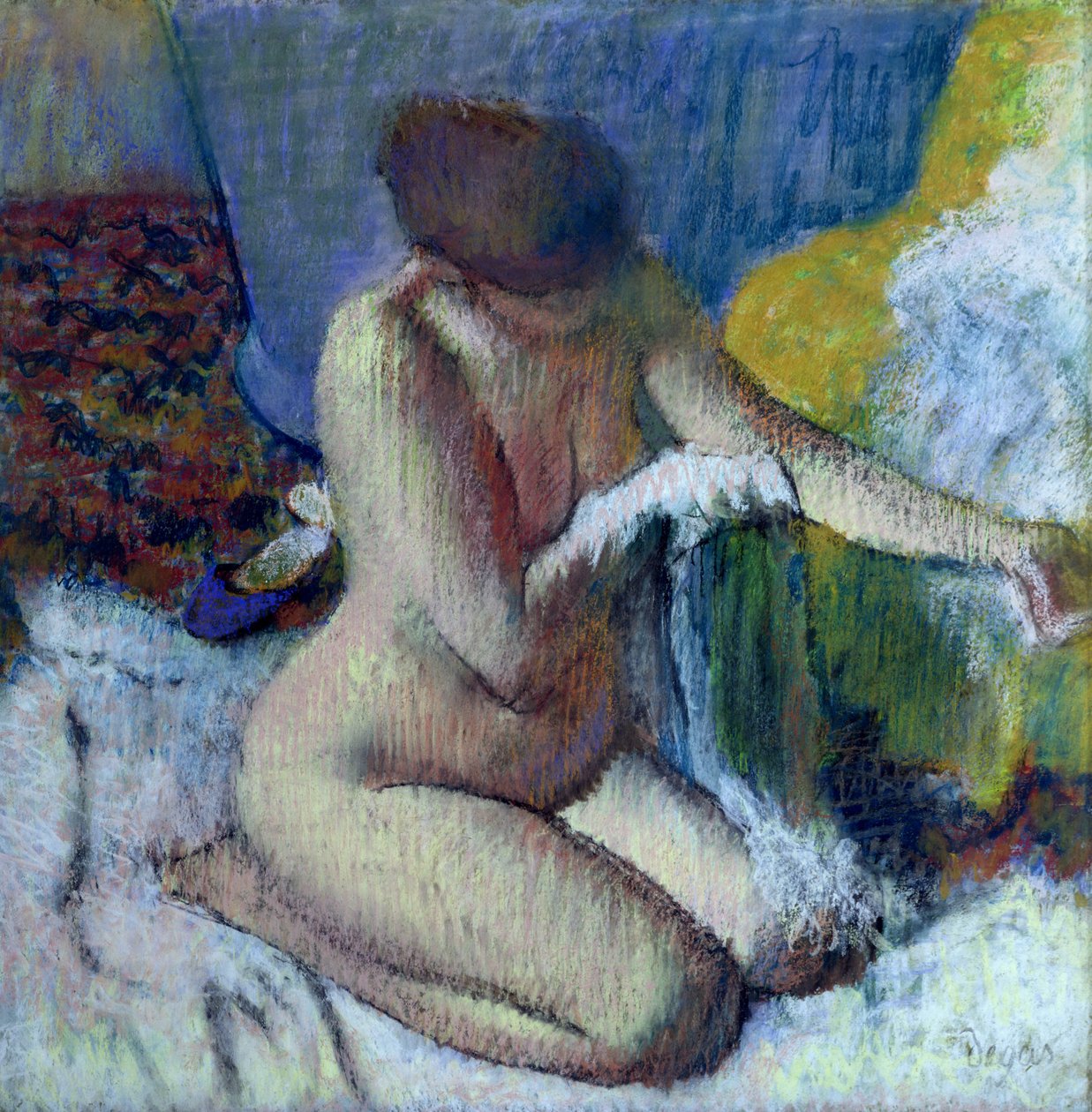 Fürdő után, 1895 (pasztell festett papíron) alkotó: Edgar Degas