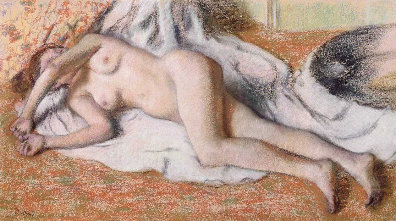 Fürdés után vagy, fekvő akt alkotó: Edgar Degas
