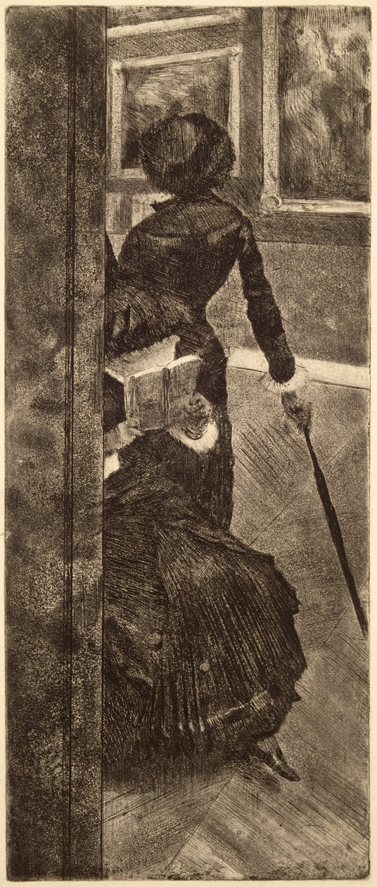 A Louvre-ban – A festő (Mary Cassatt) 1879 körül (rézkarc, szárazhús és akvatinta papíron) alkotó: Edgar Degas