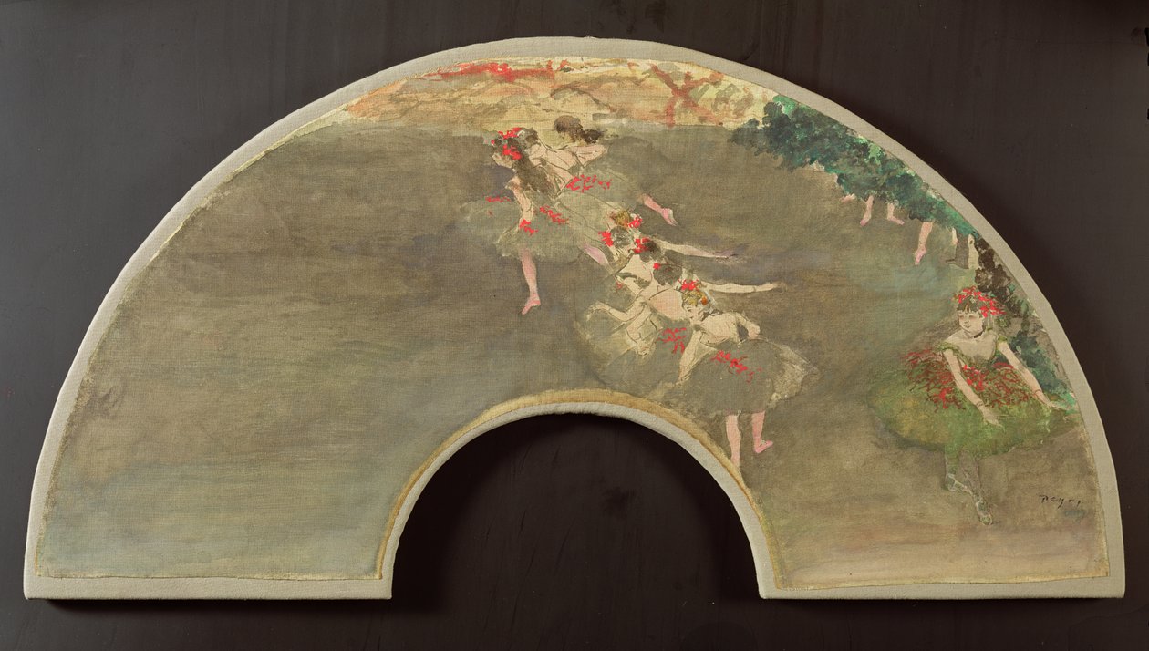 Balett-táncosok, rajongó terv (gouache, vászon) alkotó: Edgar Degas