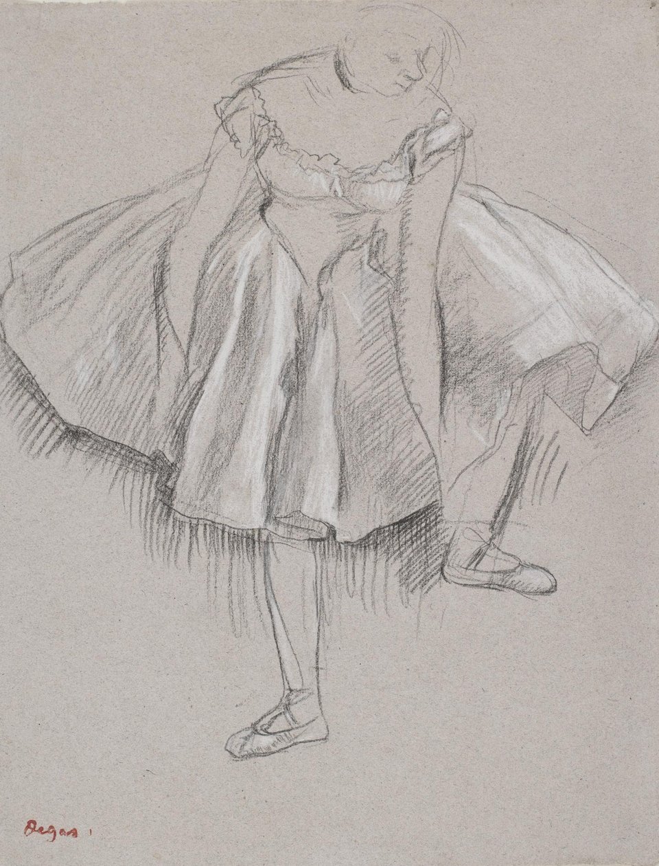 Táncos megigazítja a papucsát alkotó: Edgar Degas