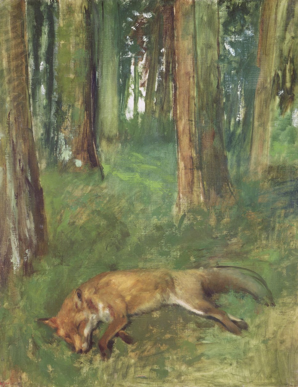Döglött róka hever az aljnövényzetben, 1865 alkotó: Edgar Degas