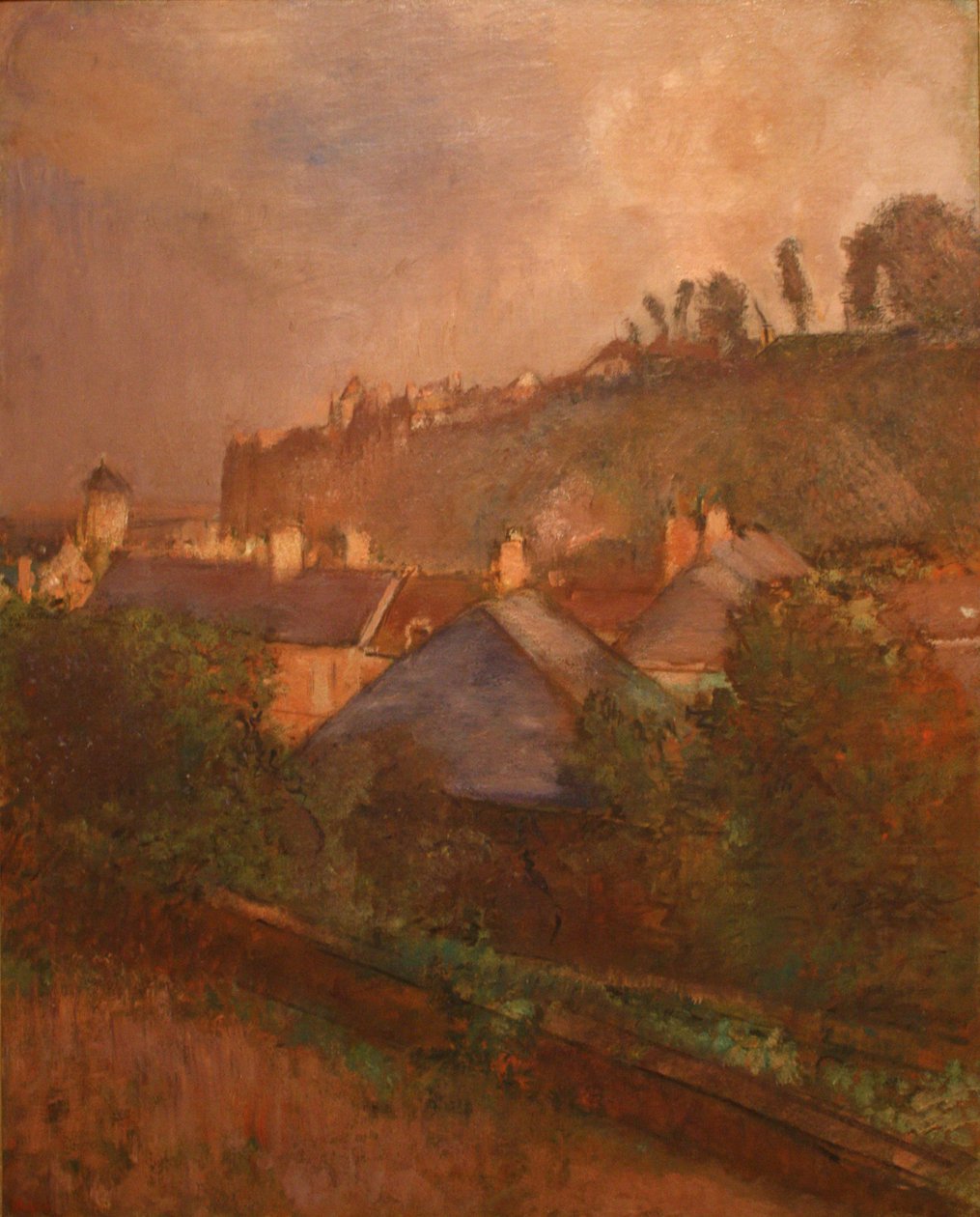 Házak egy szikla lábánál alkotó: Edgar Degas