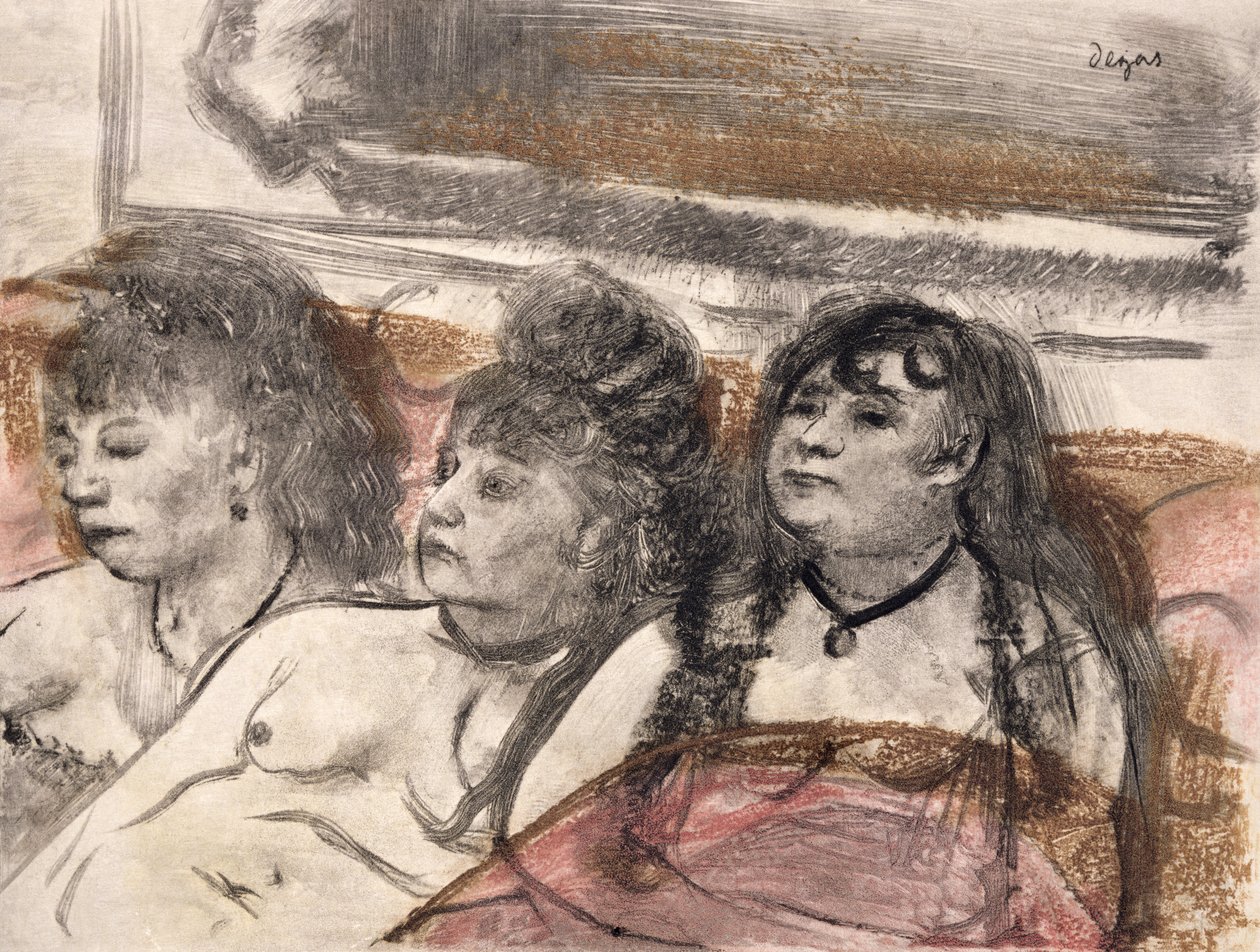 Illusztráció Guy de Maupassant (1850-93) "La Maison Tellier" című művéből, Maurice Potin metszete, 1933. alkotó: Edgar Degas