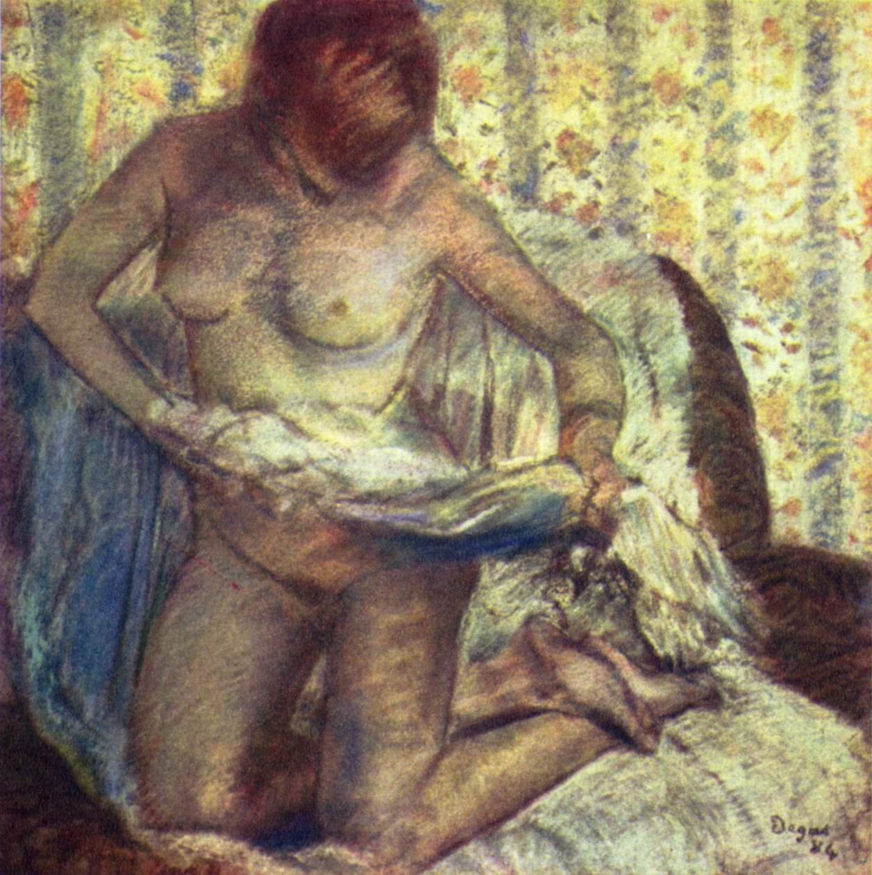 Térdelő nő alkotó: Edgar Degas