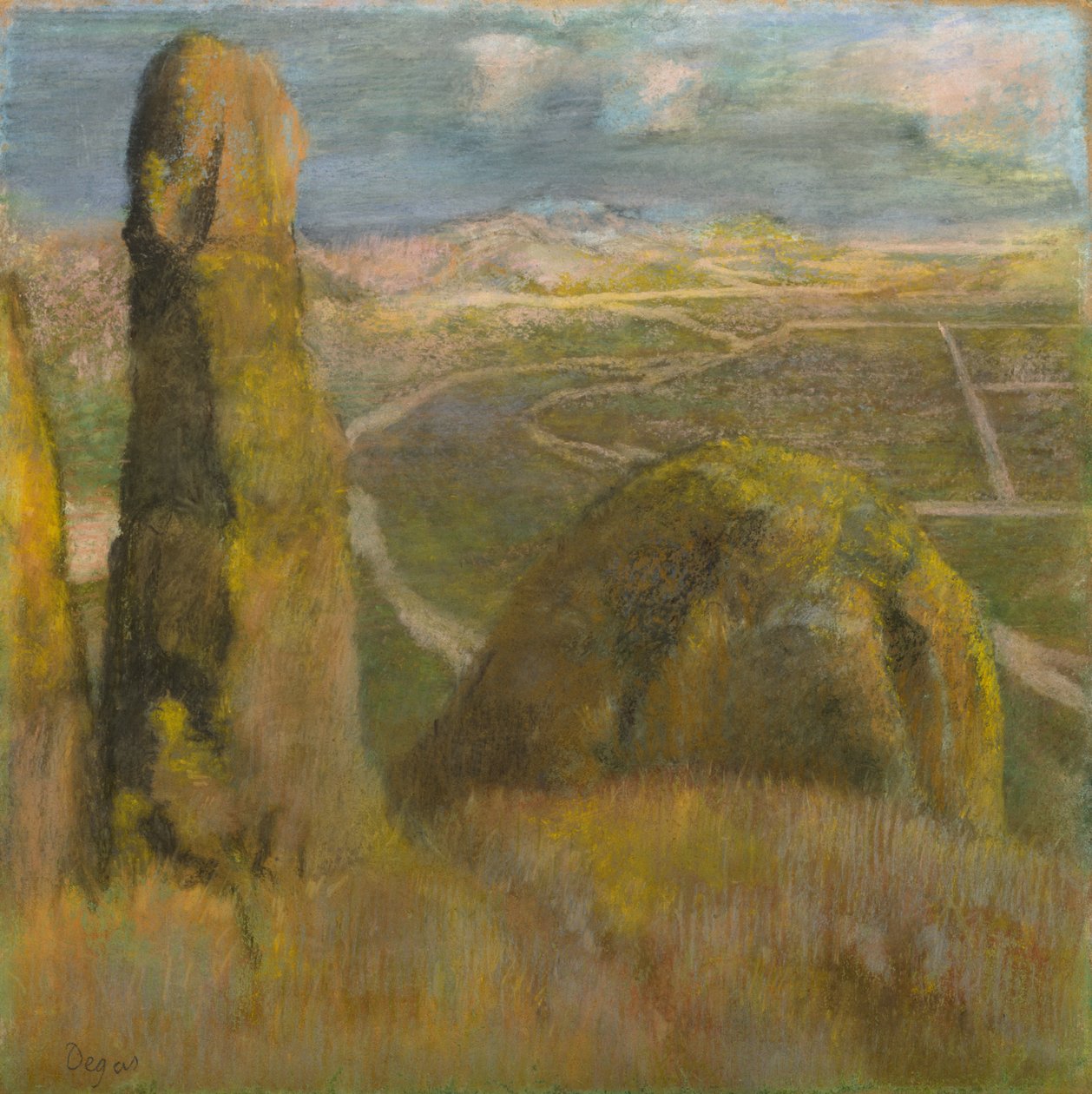 Tájkép, 1892 körüli (pasztell, karton) alkotó: Edgar Degas