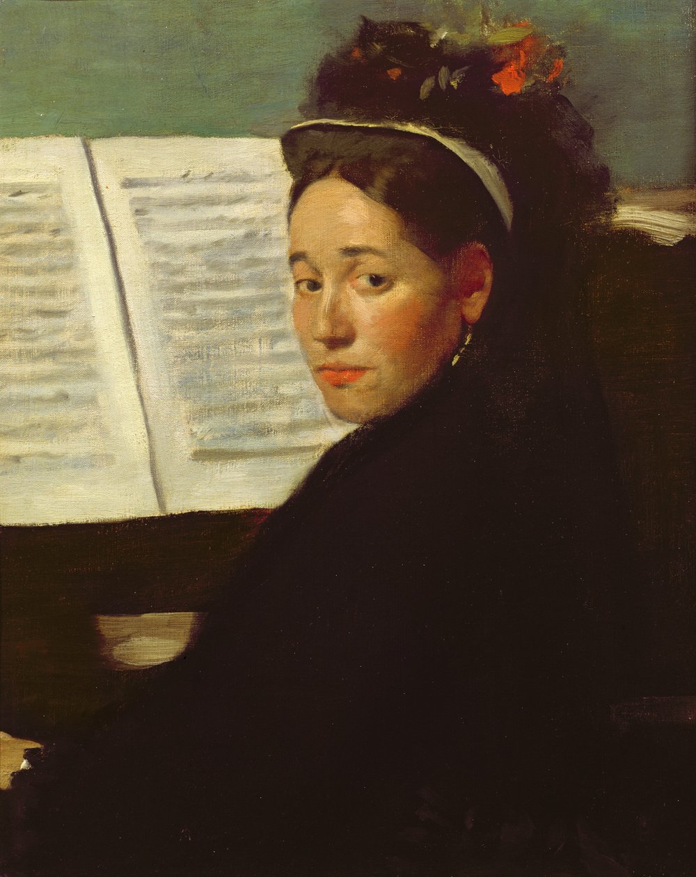 Mademoiselle Marie Dihau (1843-1935) zongoránál, 1869-72 körül alkotó: Edgar Degas