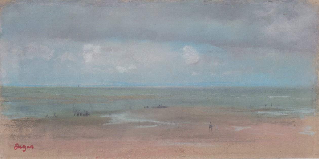 Tengerkép homokos stranddal apály idején alkotó: Edgar Degas