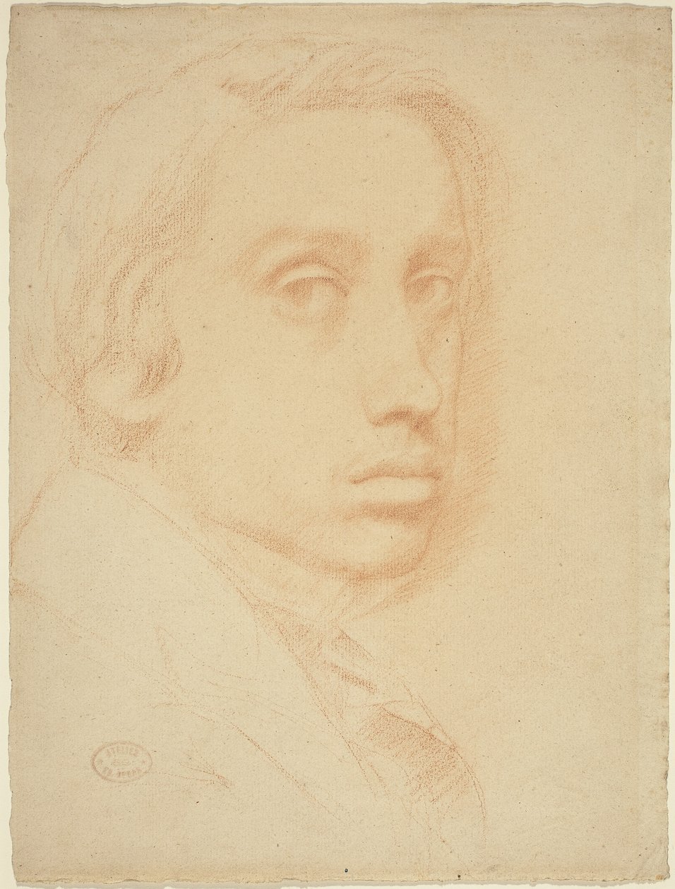 Önarckép, 1855 körül (piros kréta fektetett papíron) alkotó: Edgar Degas