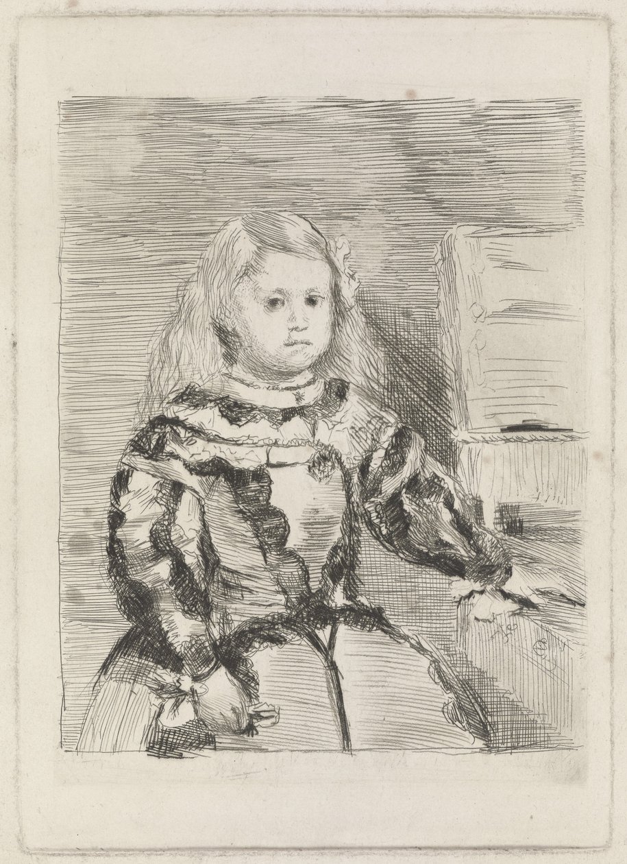 The Infanta Margarita, 1860-1 (rézkarc és szárazhús) alkotó: Edgar Degas