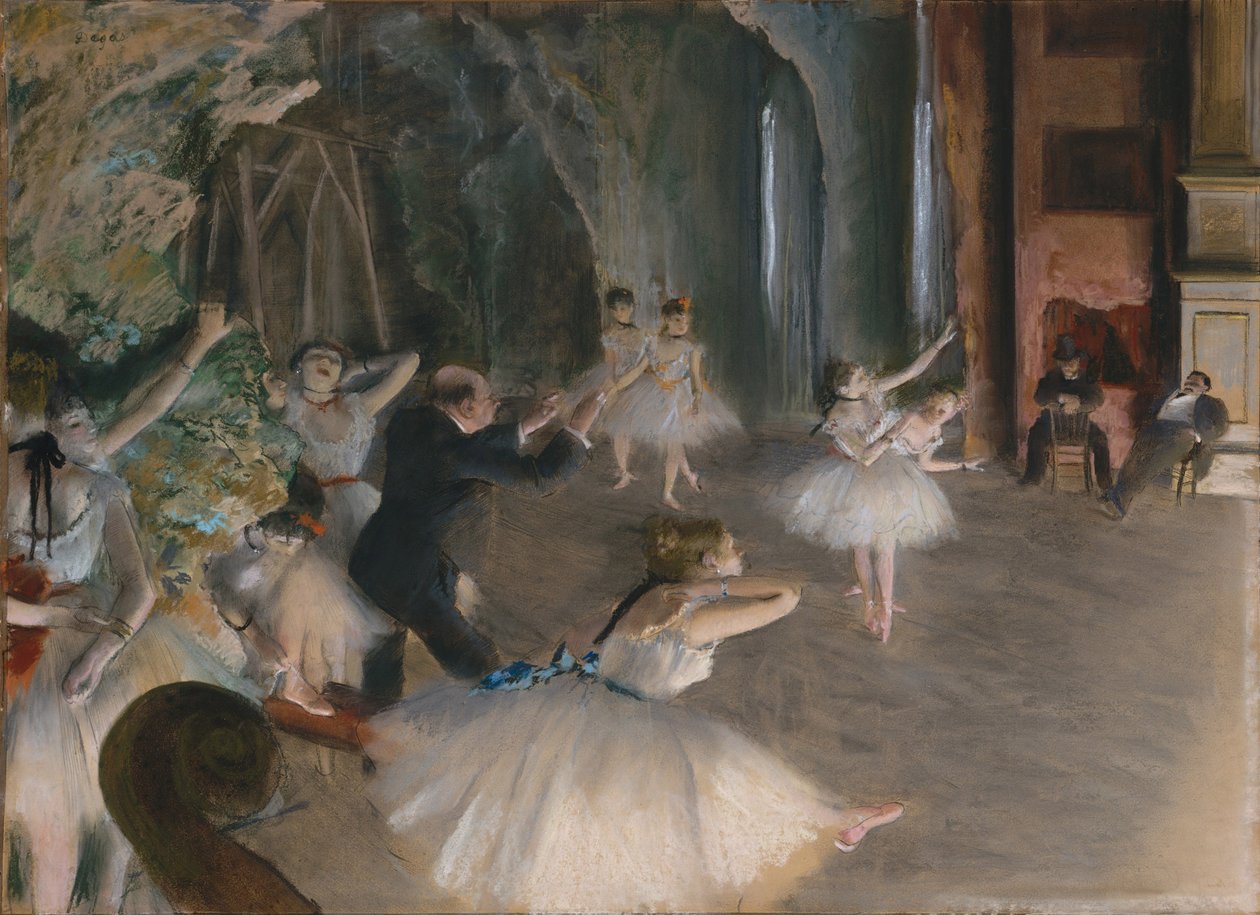 A balett próbája a színpadon, 1878-79 (pasztell, papíron) alkotó: Edgar Degas