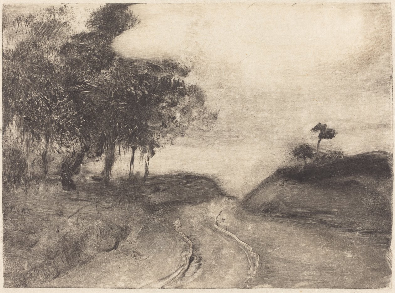 The Road (La route), 1878-1880 körül (monotípia (fekete tinta) kínai papíron) alkotó: Edgar Degas
