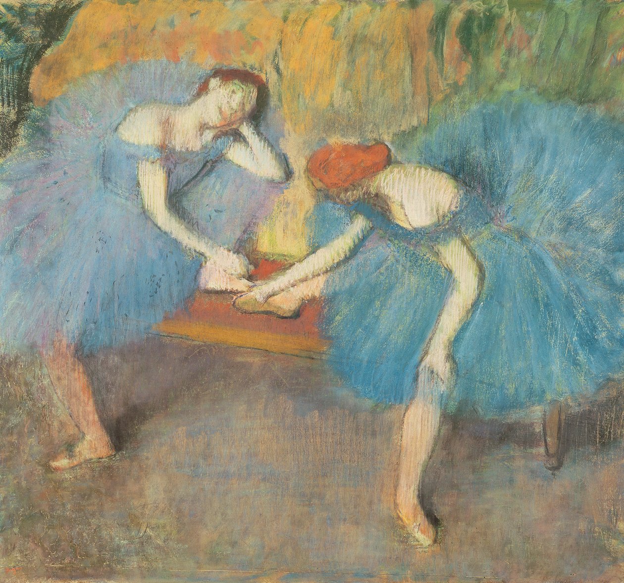 Two Dancers at Rest or, Dancers in Blue, 1898 körül (pasztell, papíron) alkotó: Edgar Degas