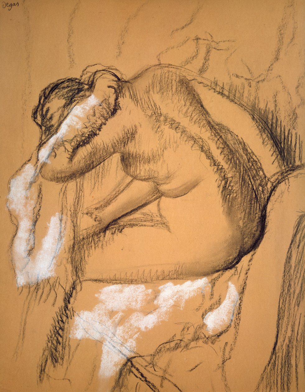Magát szárító nő (szén és kréta) alkotó: Edgar Degas