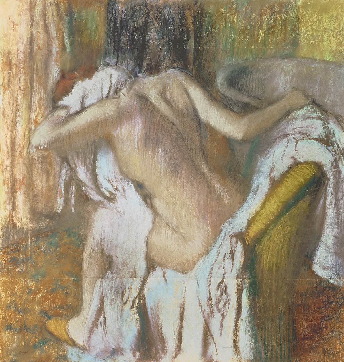 Szárítkozó nő, 1888-92 körül (pasztell) alkotó: Edgar Degas