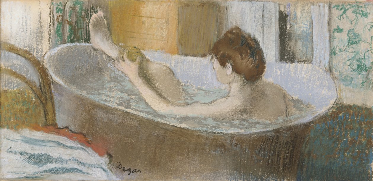 Woman in her Bath, Sponging her Leg, 1883 körül (pasztell, papíron) alkotó: Edgar Degas