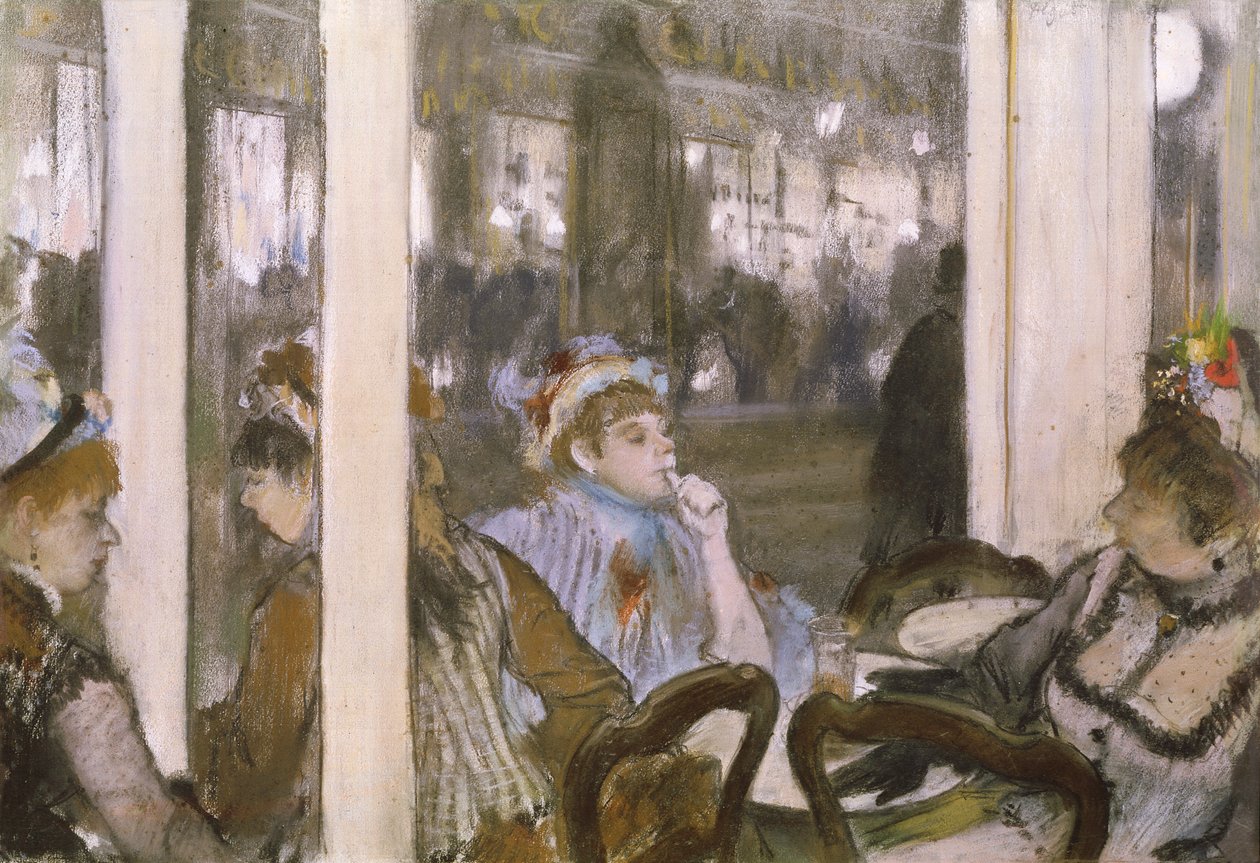 Nők a kávézó teraszán, 1877 (pasztell monotípián) alkotó: Edgar Degas
