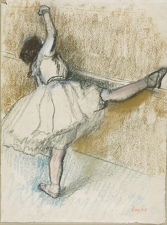 nDancer Stretching a meddőn alkotó: Edgar Degas