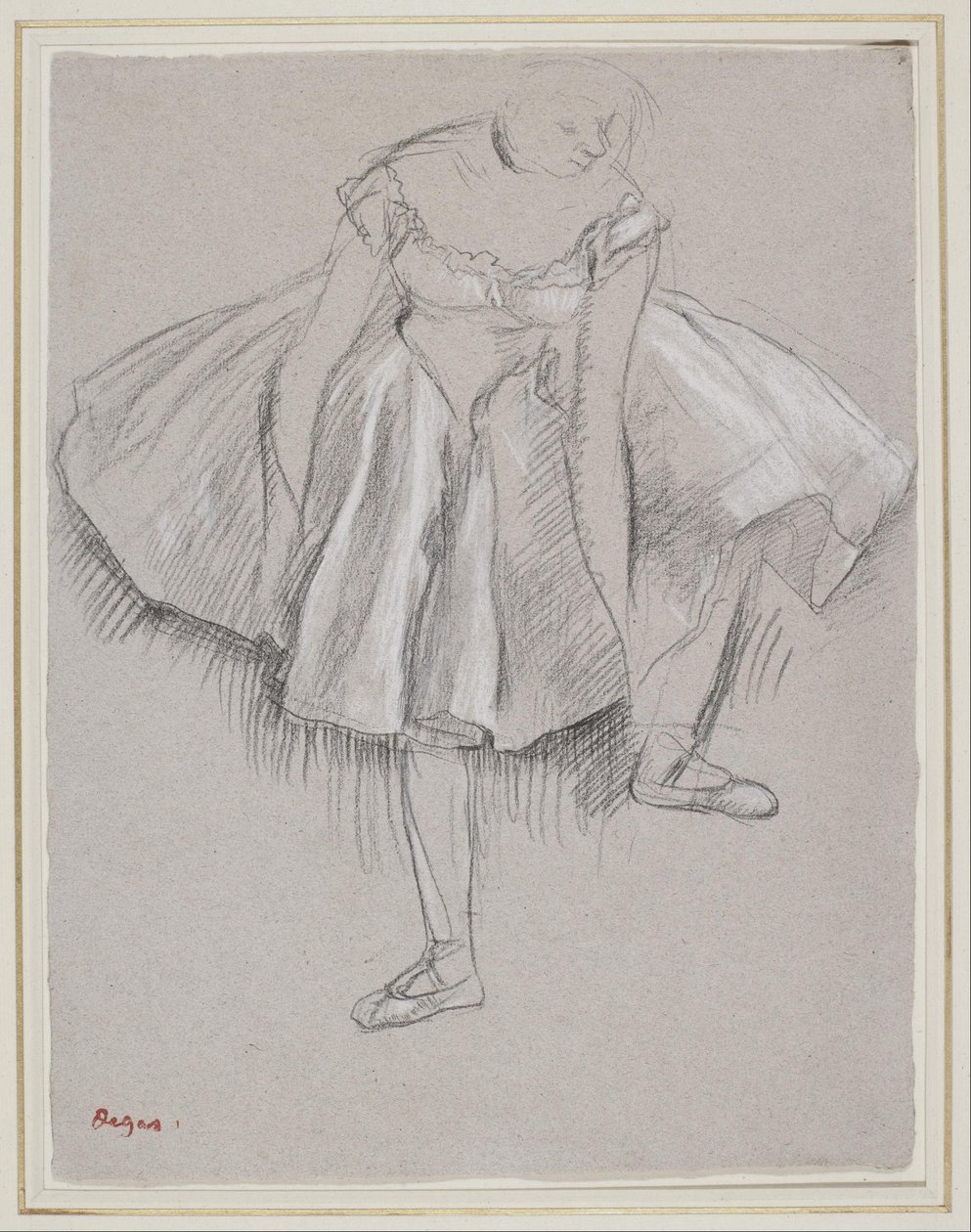 Táncosnő megigazítja a papucsát alkotó: Edgar Degas